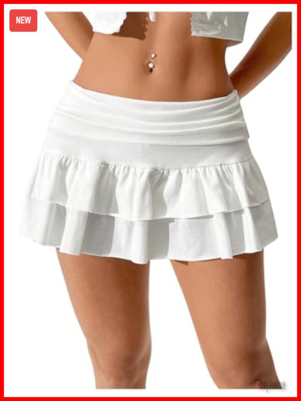 Ruffle Mini Skirt Fold Over Flowy Y2K Skirt